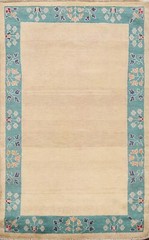 IVORY Bordered Gabbeh Kashkoli Oriental Area Rug Hand-knotted Wool Carpet 3’x5′