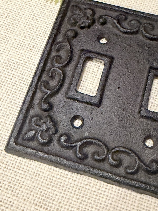 Double Toggle Light Switch Wall Plate Cover Cast Iron Metal Vintage Farmhouse gallery