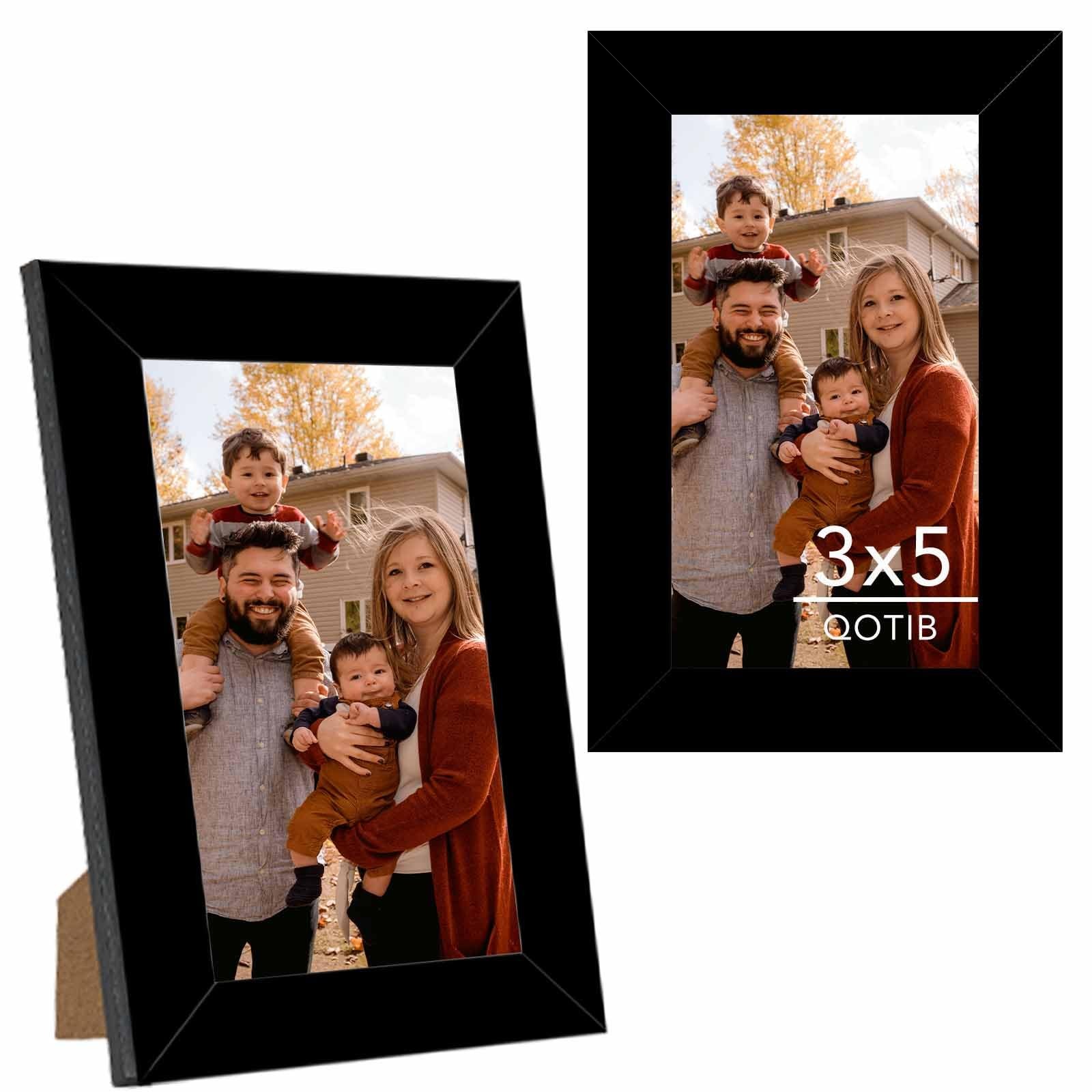 QOTIB 2 Packs 3x5 Picture Frame Black, Engineered inch / No Mat, Black gallery