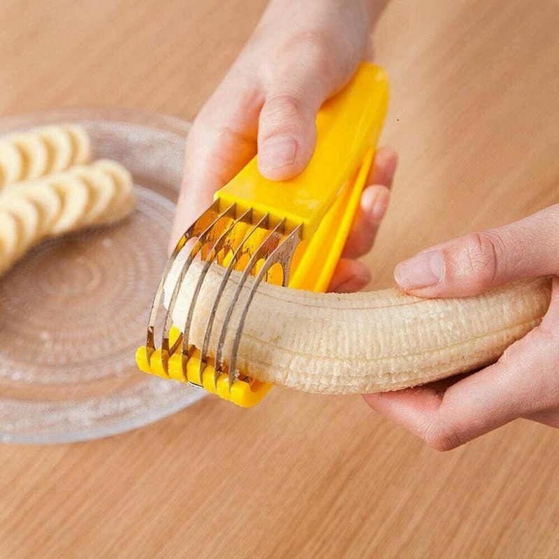 2Pcs Banana Slicer Fruit Vegetable Cutter Sausage Cucumber Knife Kitchen Tool US gallery