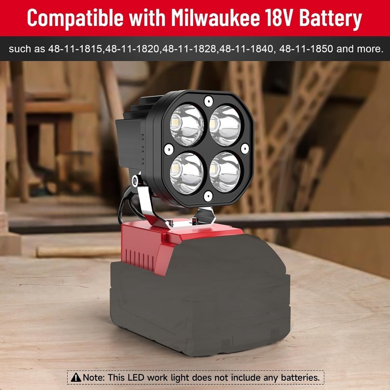 Cordless LED Work Light Set - 2 Pack, 40W Output, Compatible with 18V Batteries gallery