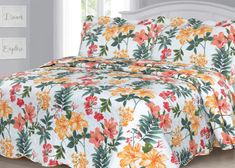 3-Piece Quilt Set Bedspread Lightweight Reversible Coverlet Set FLOWER GARDEN gallery