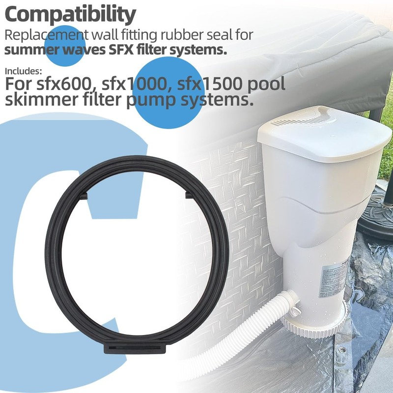 Wall Fitting Rubber Seal Gasket Replacement for Summer Waves SFX600, SFX1000,... gallery
