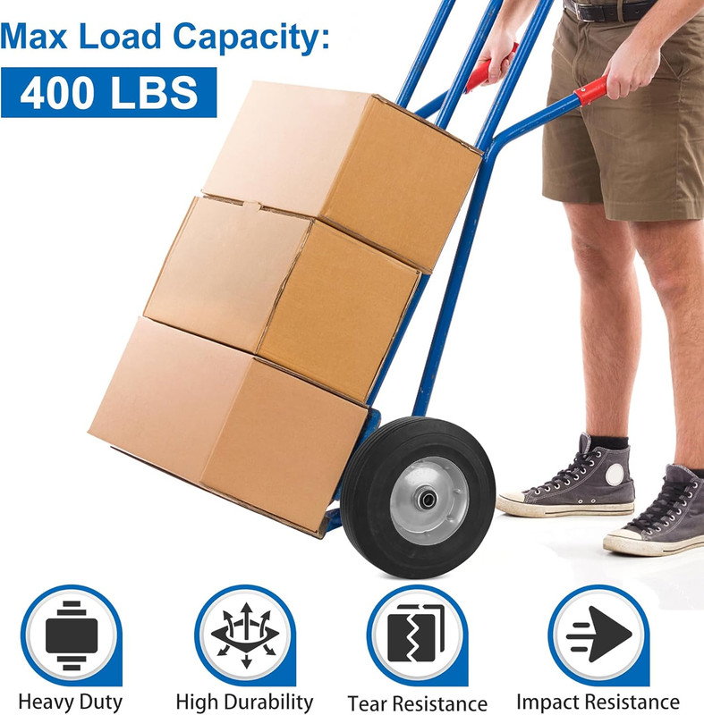 10" X 2.5" Flat Free Solid Rubber Tires 10 Inch Hand Truck Solid Wheels Replacem gallery