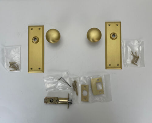 🔥 Signature Hardware New York SOLID SATIN BRASS Passage Interior DOOR Set gallery