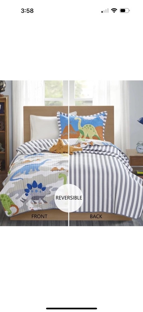 MiZone Kid’s Dinosaur/Reversible Full/Queen Comforter & 2 Shams Set