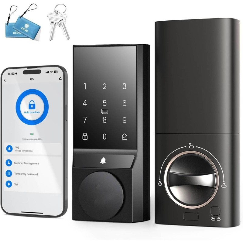 Smart Lock, 4/5 Unlocking Methods, Keyless Entry Door Lock with Bluetooth/Wi-Fi# gallery