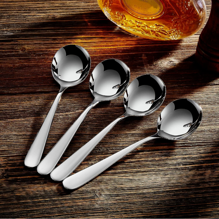 6- Pack Soup Spoons Round Stainless Steel Bouillon Spoon gallery