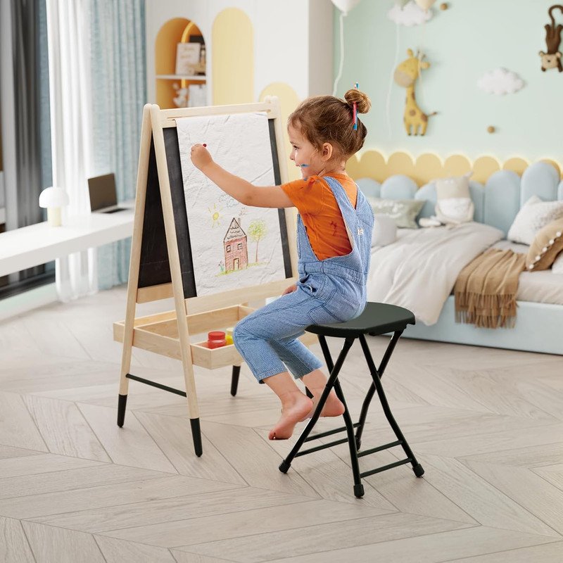 Folding Stool, 18 Inch Foldable Stool with Handle & Steel Frame, Pack of 2 Foldi gallery