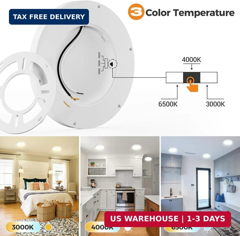 Flush Mount LED Ceiling Light Ultra Thin White 100W Eq 3000K-6500K Round Flat gallery