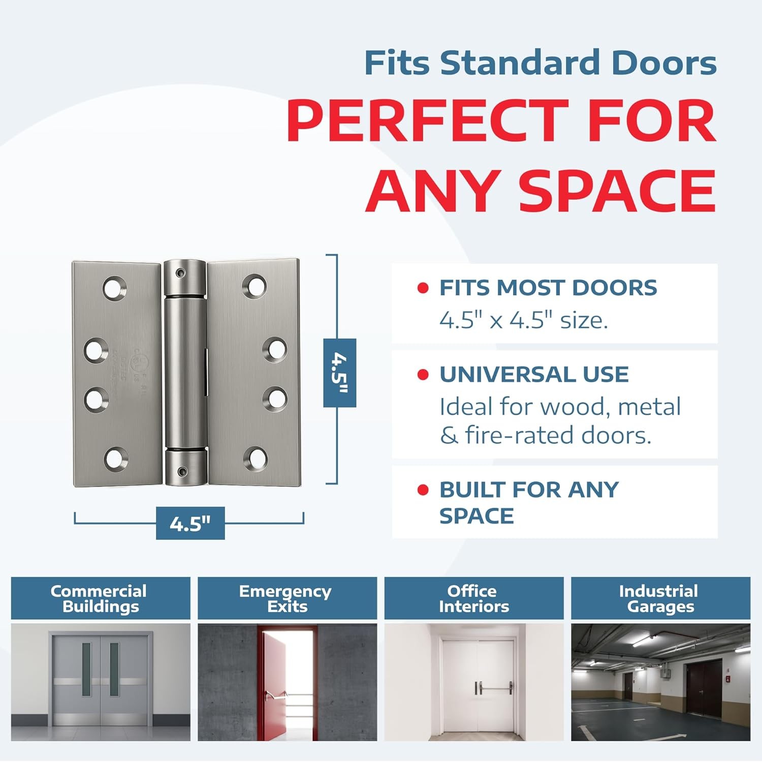 A1 ProGuard Satin Door Hinges 4.5 Inch Self Closing Hinge Hardware Adjustable... gallery