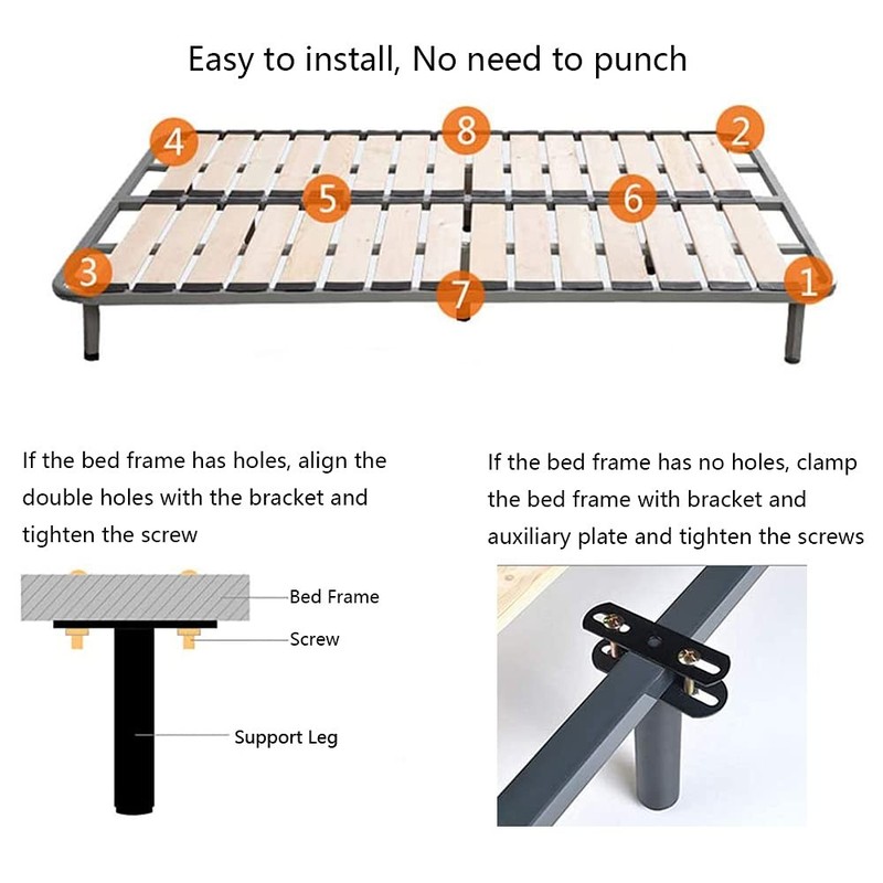 4 Pcs Adjustable Height Center Support Leg for Bed Frame, Bed Center Slat Hea... gallery