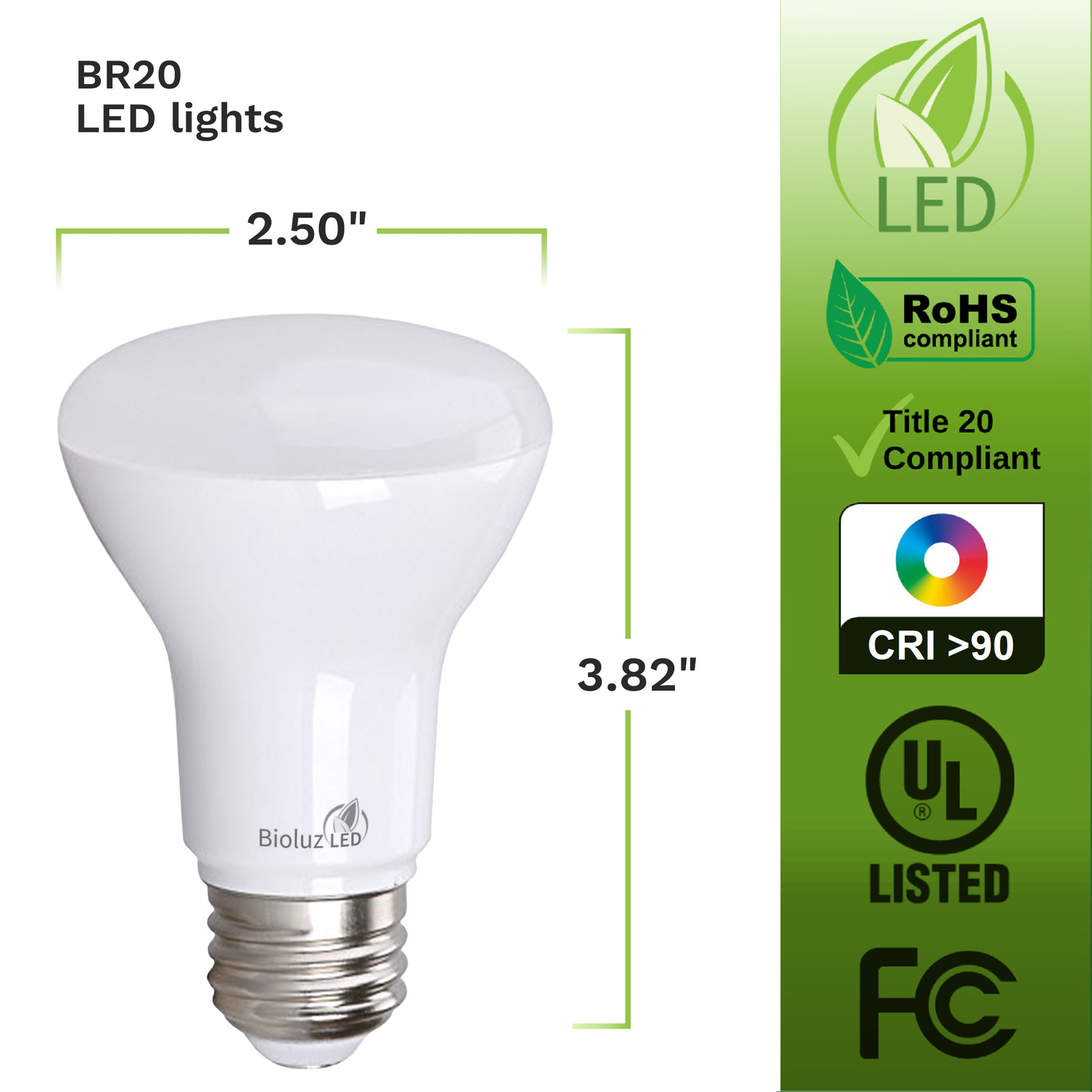 Bioluz LED BR20 LED Bulbs 50 Watt Replacement 90 CRI CEC Title 20 UL Listed Indo gallery