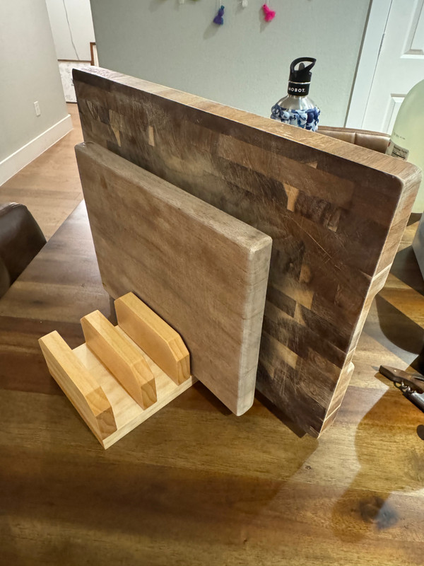 Handmade Pine Cutting Board Holder 4-Slot Countertop Organizer Tung Oil Finish gallery