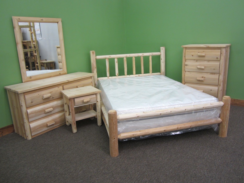 Handcrafted White Cedar Log Bed - Queen - Double Log Side Rails/Free Shipping gallery
