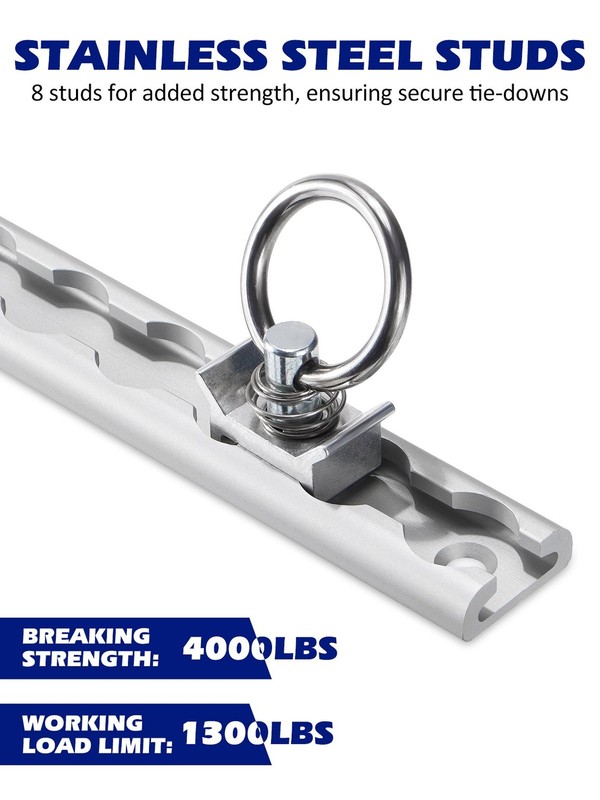 2Pcs 4Ft L Track Rail with 8Pcs Single Stud Fittings, Aluminum L Track Tie down gallery