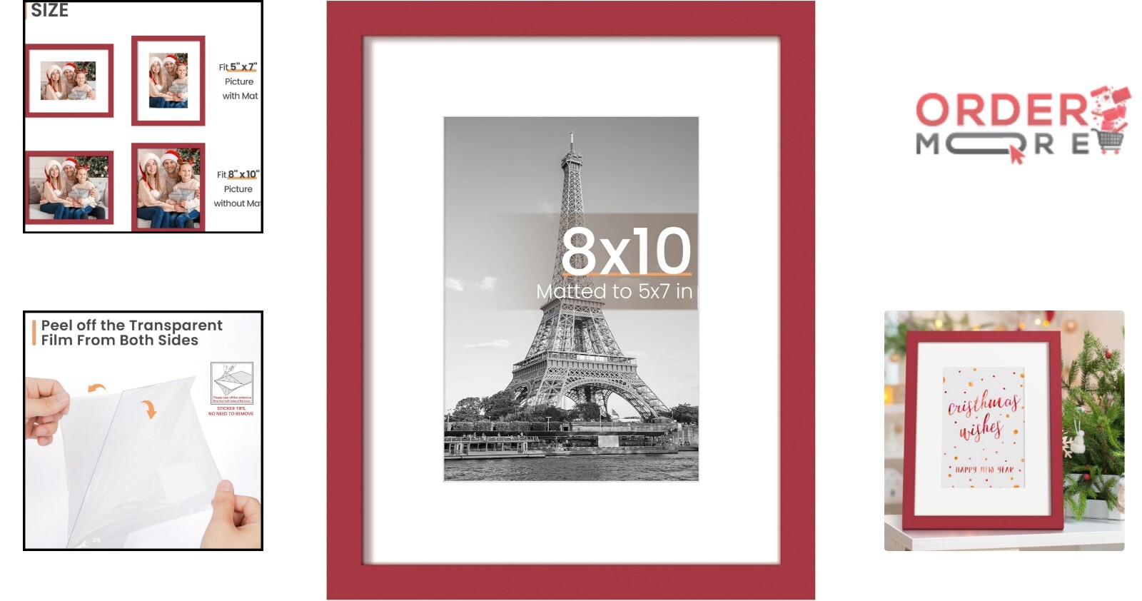Classic Red 8x10 Picture Frame - Displays 5x7 with Mat or 8x10 Without gallery