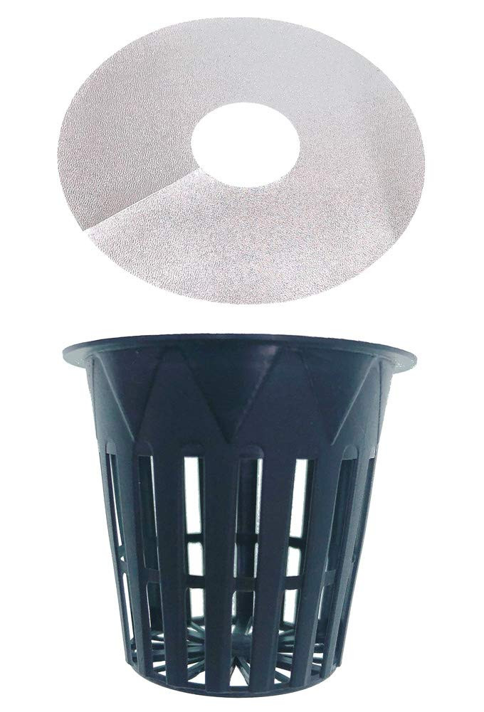 2 Inch Net Pot 2 in Wide Rim Design with Reflective Net Pot Lids (Set of 75) gallery