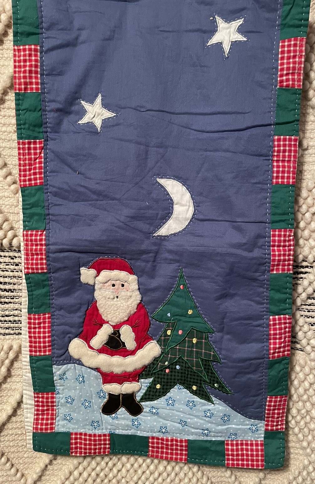 Quilted Table Runner With Santa And Reindeer Size 15.5x53 Inches gallery