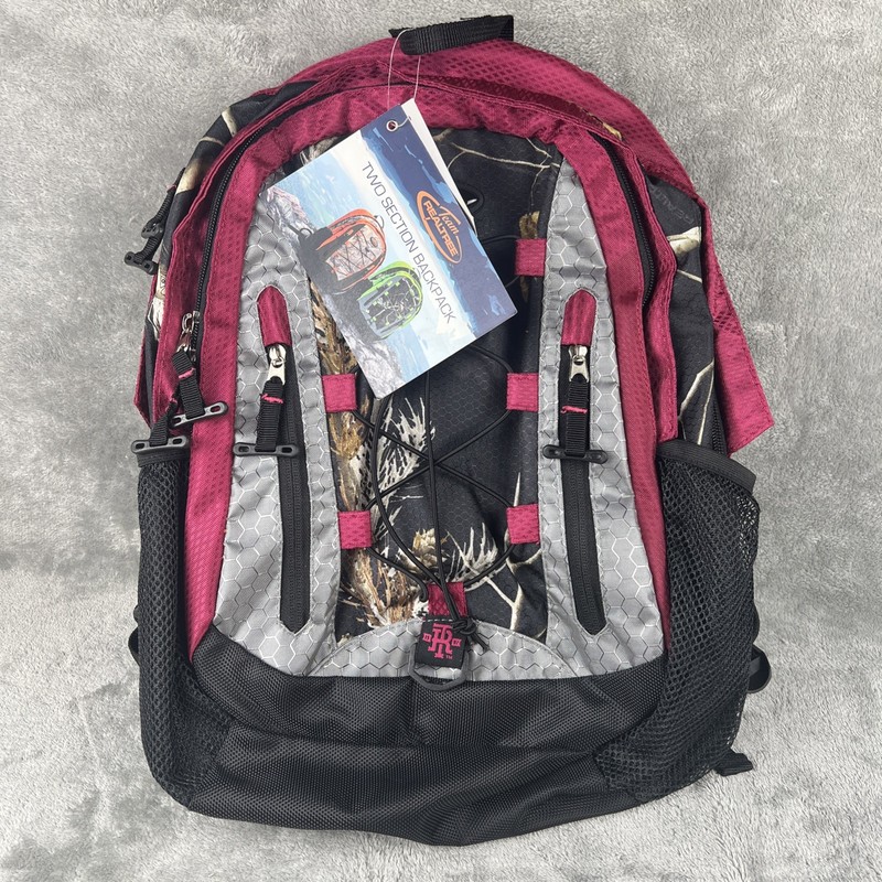 Team Realtree Two Section Backpack Black/Pink Camo Girls School Backpack- NWT