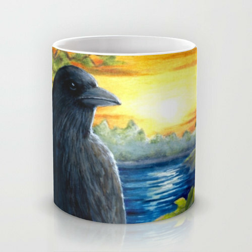Coffee Mug Cup 11oz or 15oz Bird 63 Crow Raven art painting L.Dumas gallery