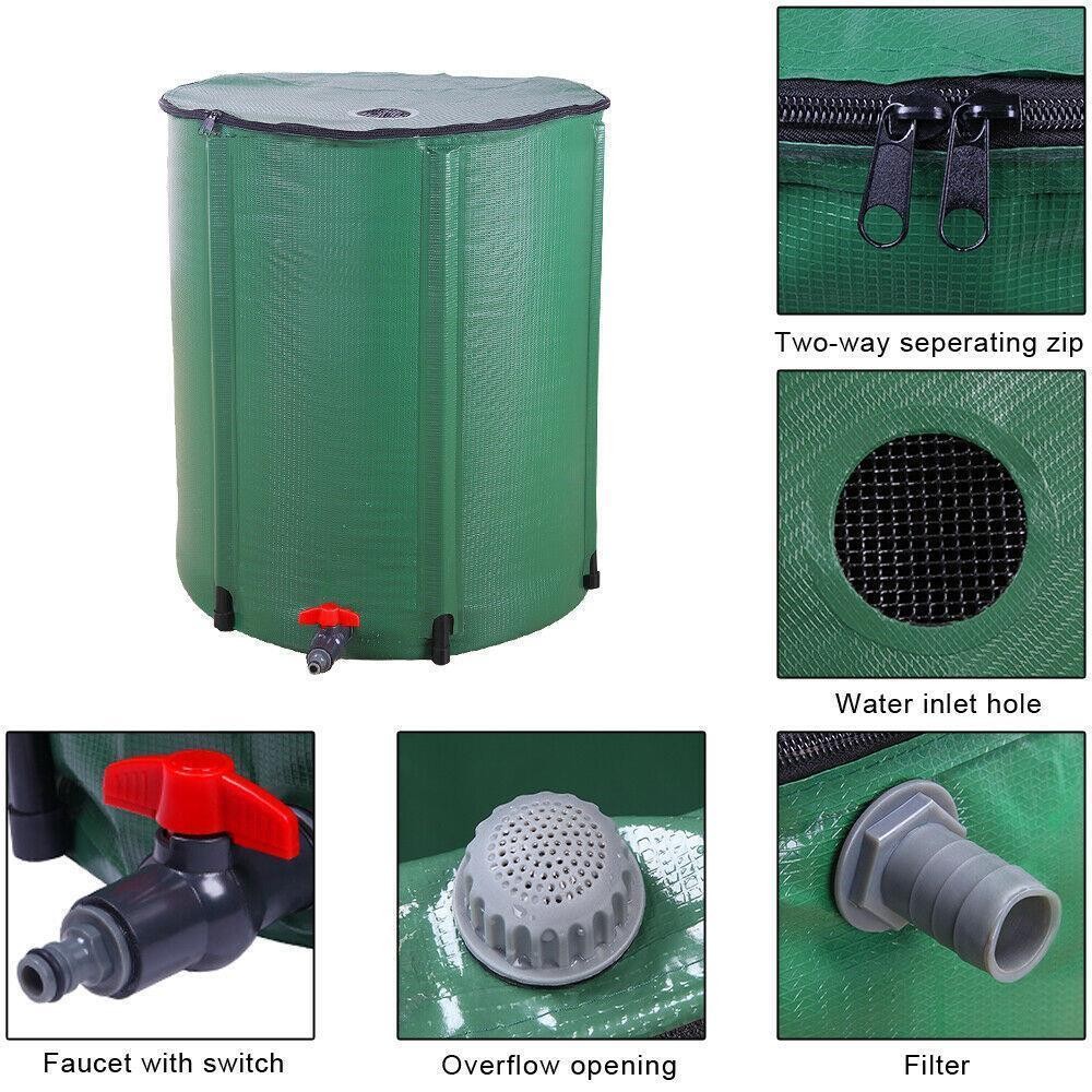 50 Gallon Foldable Rain Barrel Water Collector Foldable Rain Water Storage Green gallery