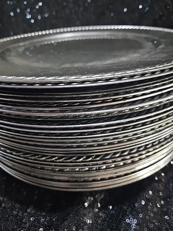 39pc 13" Round Solid Silver CHARGER PLATES Party Event Tableware Wedding Banquet gallery
