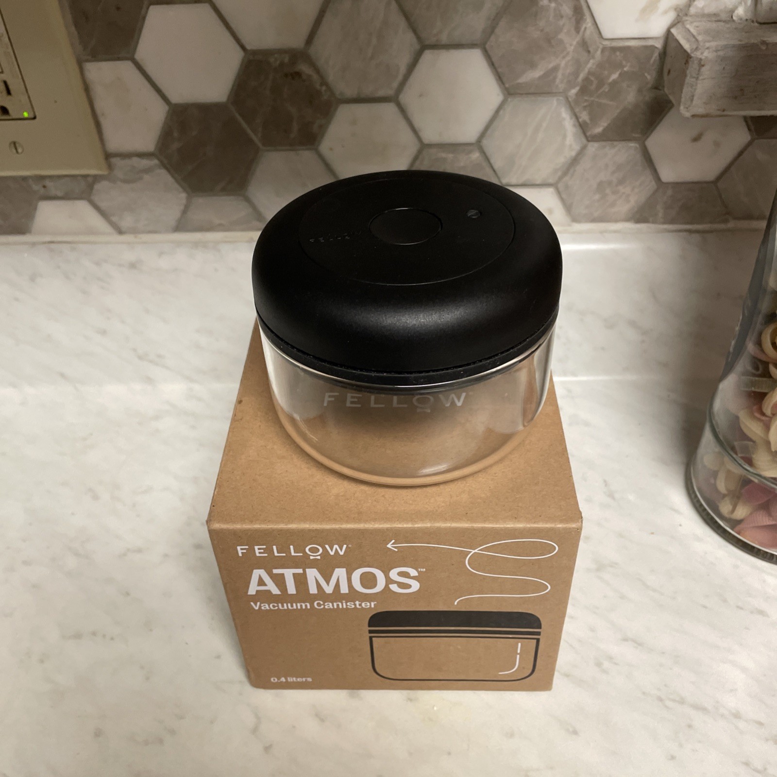 Fellow Atmos Vacuum Canister 0.4L Clear w/ Black Lid Lock Indicator-DISPLAY gallery
