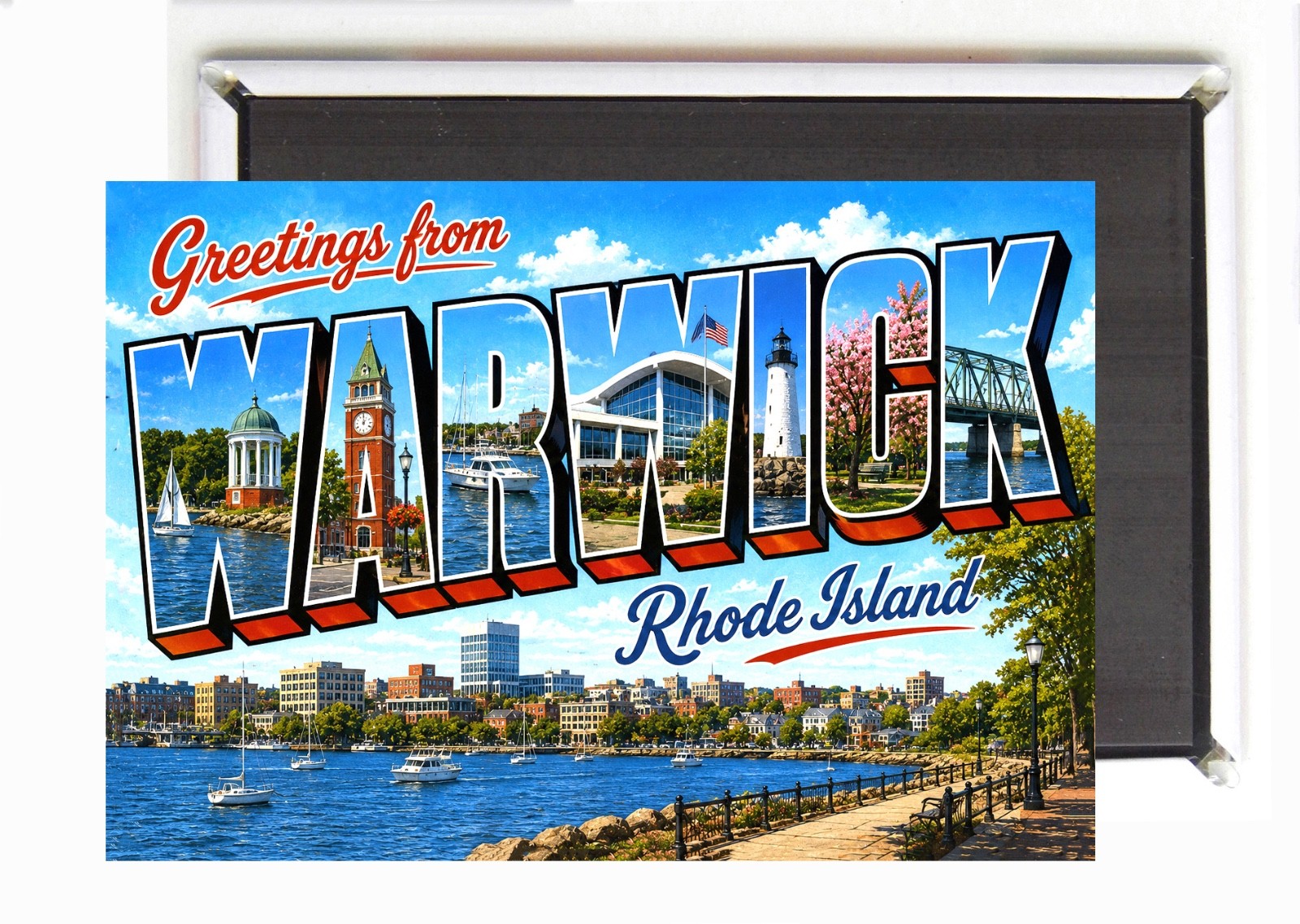 Greetings from Warwick Rhode Island FRIDGE MAGNET travel souvenir "style Z" gallery