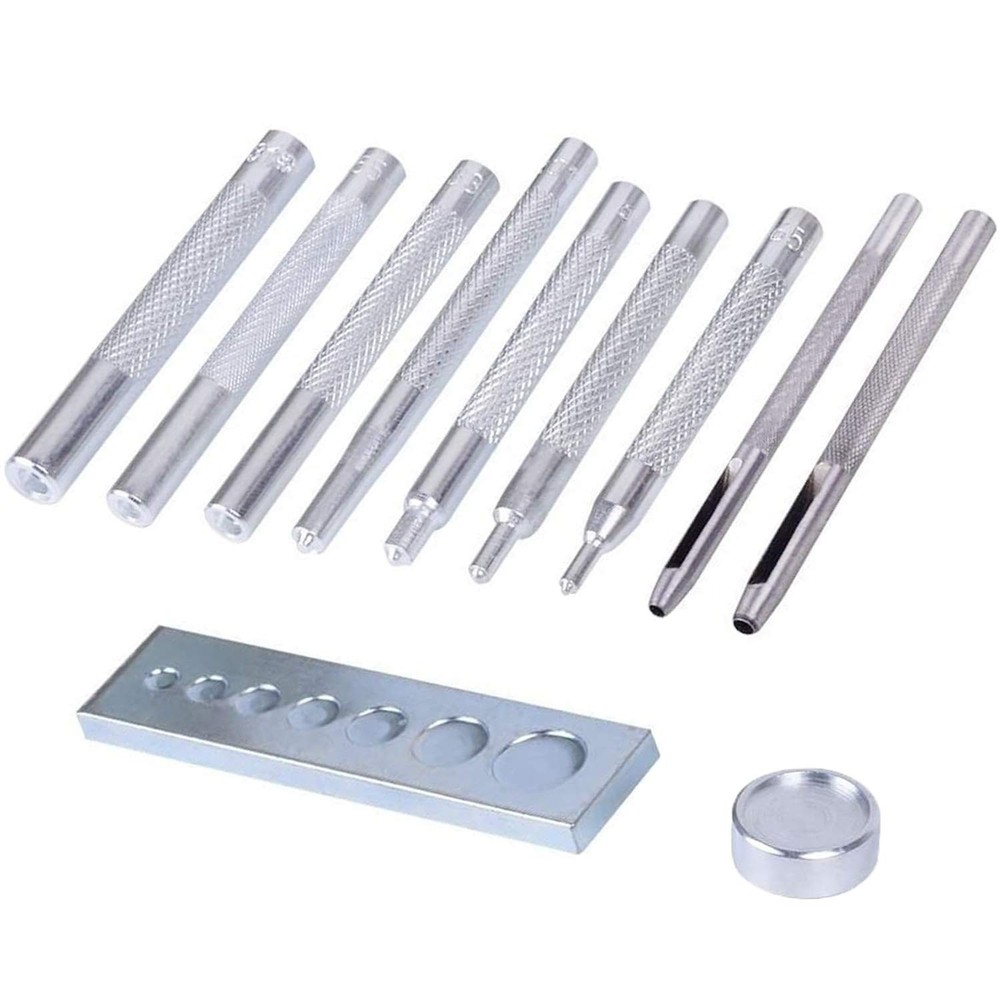 JONMON Snap Rivet Setter kit 11pcs, 7pcs Fastener Setter, 2pcs Silver