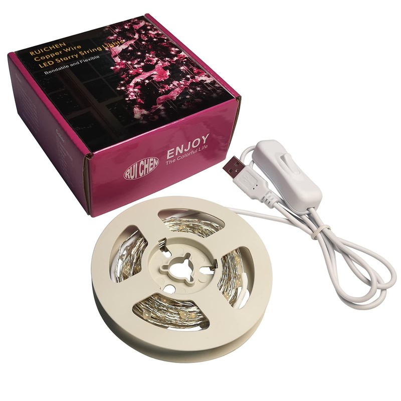 RUICHEN Silver Wire 33 Ft 100 LED USB Fairy String Lights 33Ft 100LED, Blue gallery