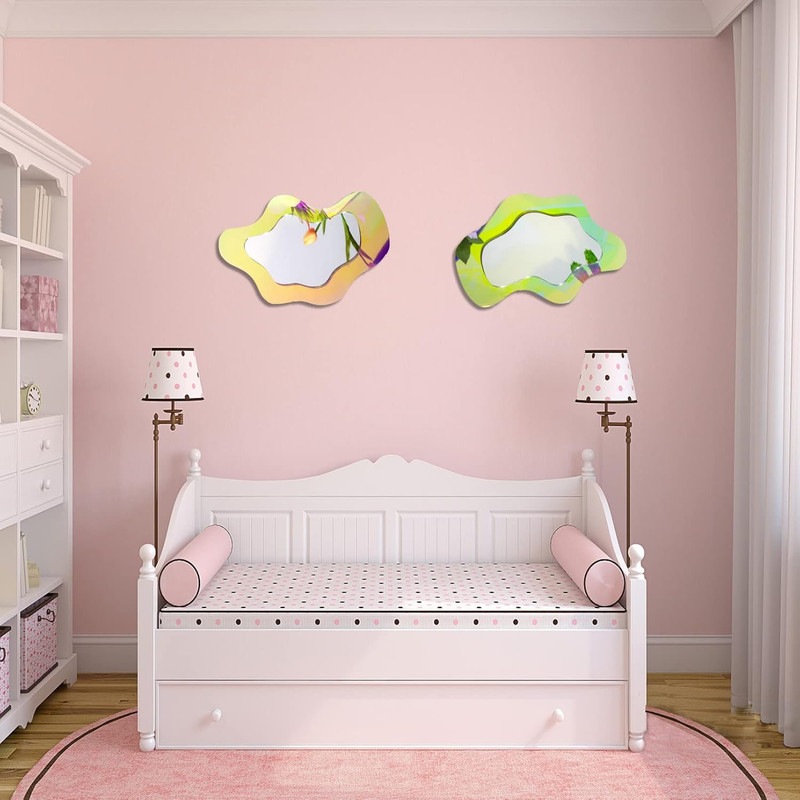 Irregular Wall Mirror Wavy Acrylic Rainbow Mirror Room Decor Aesthetic Mirrors A gallery