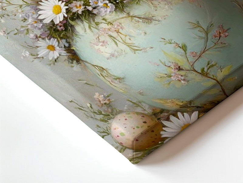 Wall Art Bunny Rabbit in Floral Easter Egg Daisies Spring Pastel Canvas Print gallery