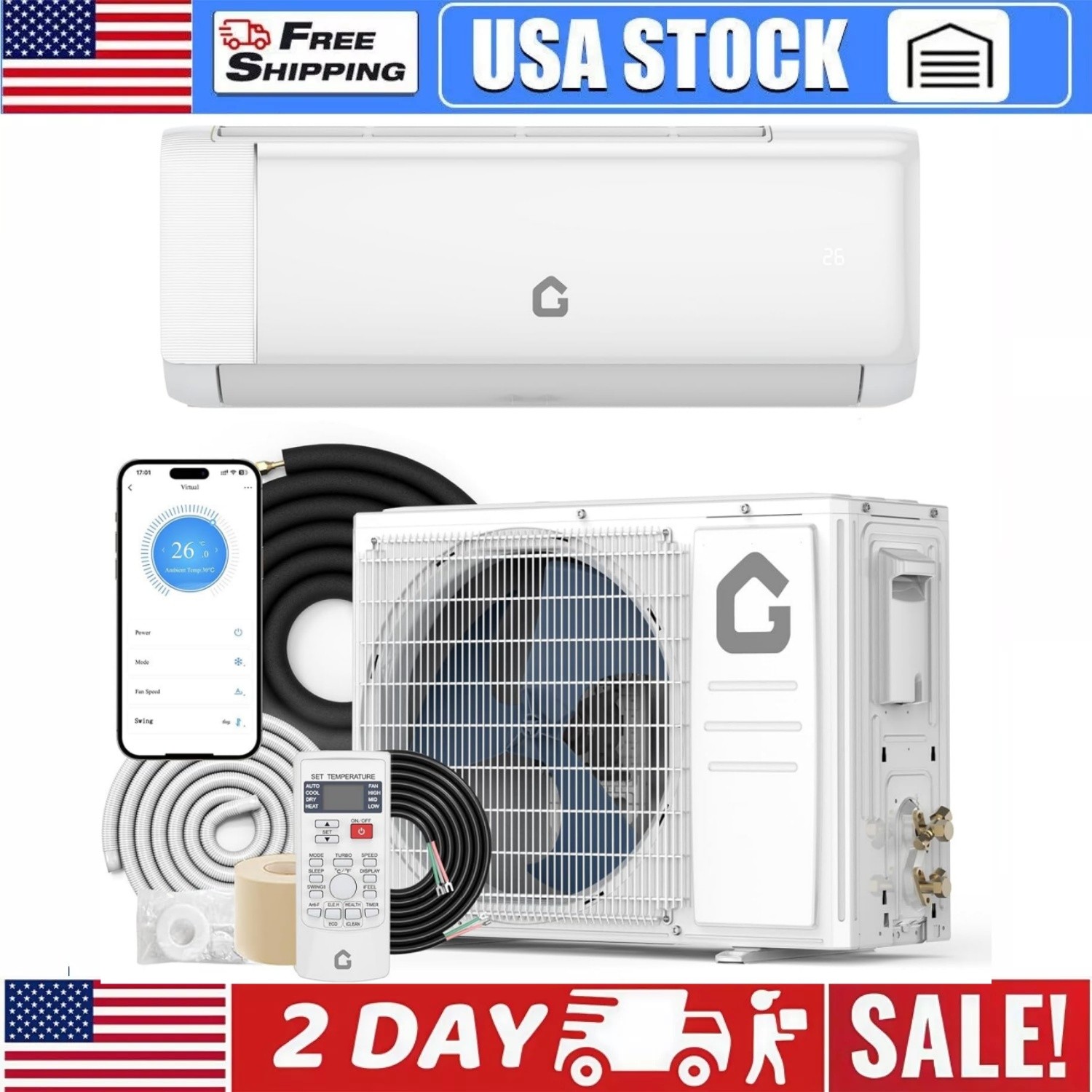 18000 BTU Ductless Mini Split Air Conditioner & Heater Pump System 21 SEER2 230V gallery