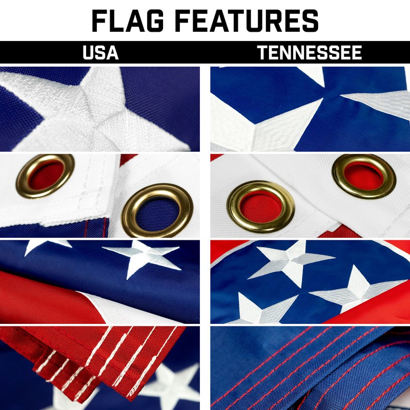 25 Ft Telescoping Flagpole Silver & American and Tennessee Flags Emb 300D 3x5Ft gallery