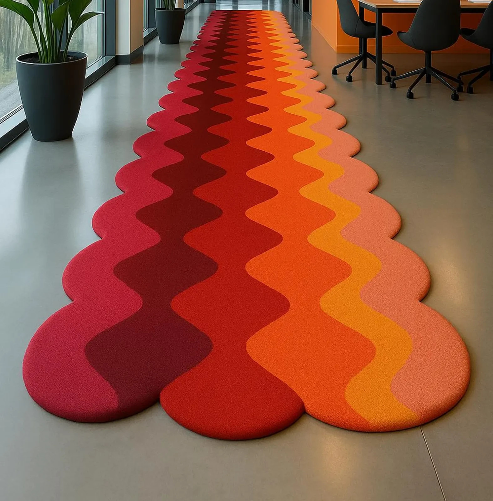 Sunset Gradient Wool Runner Rug | Modern Wavy Hallway Carpet gallery