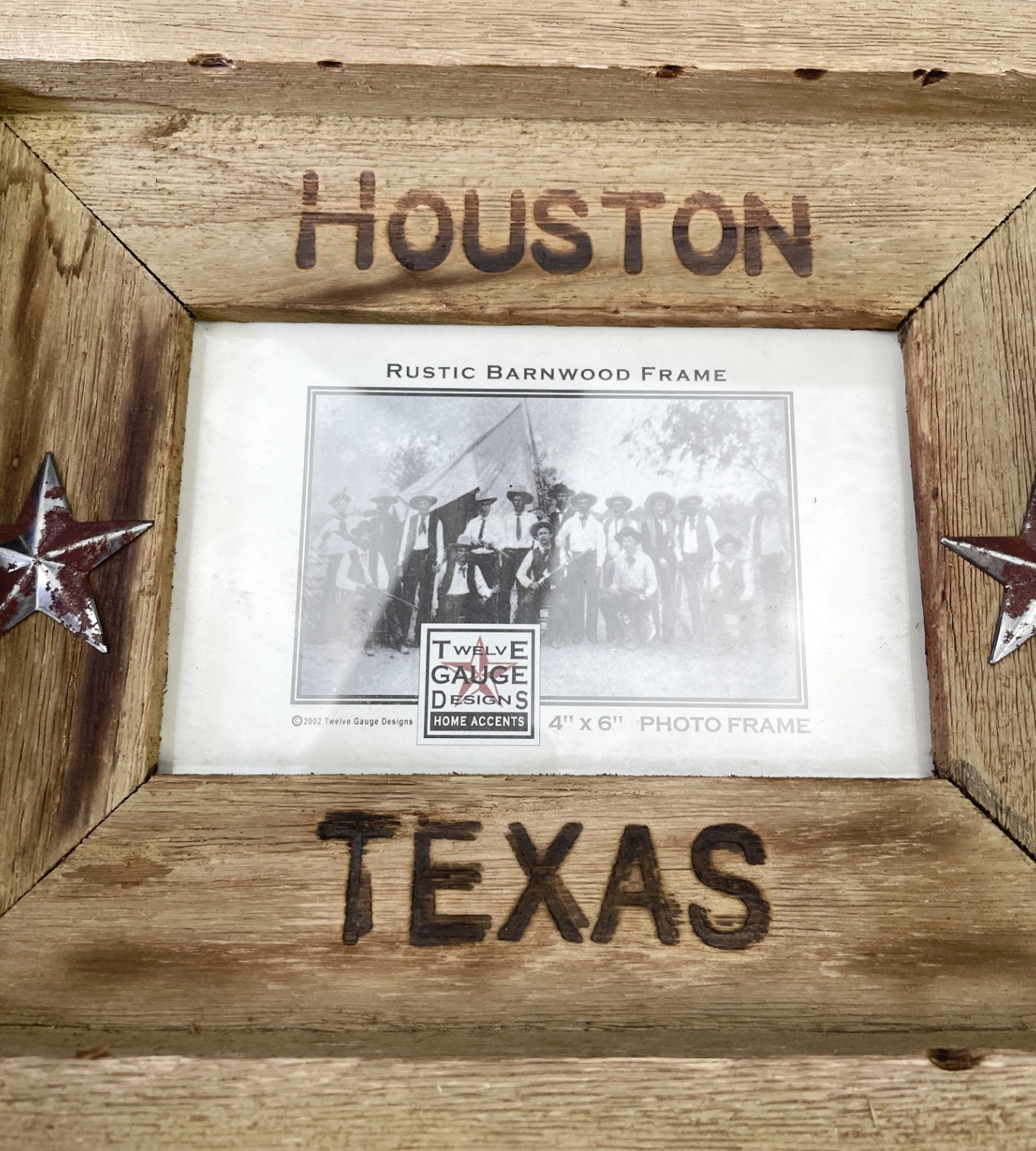 Houston Texas Picture Frame Rustic Barnwood Frame Vtg 2002 TX Photo Pic gallery