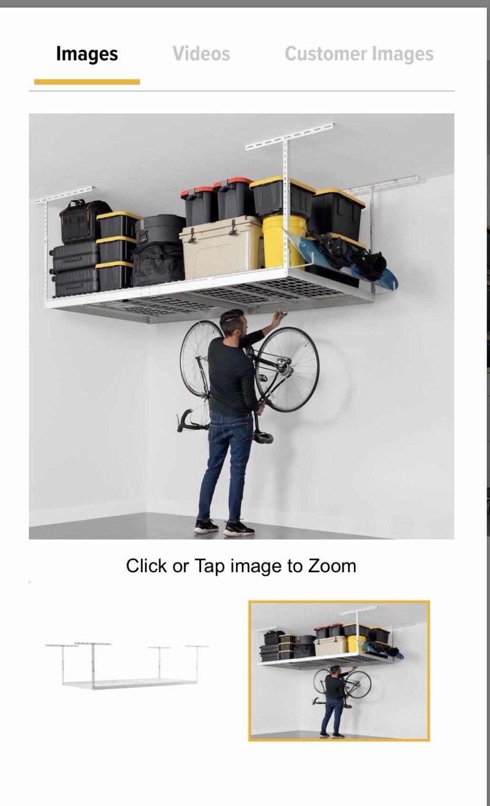 SafeRacks Overhead Garage Storage Rack with 600Lb Capacity gallery