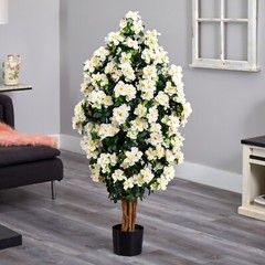 57” Azalea Artificial Flowering Tree with Natural Trunk Home Decor. Retail $179