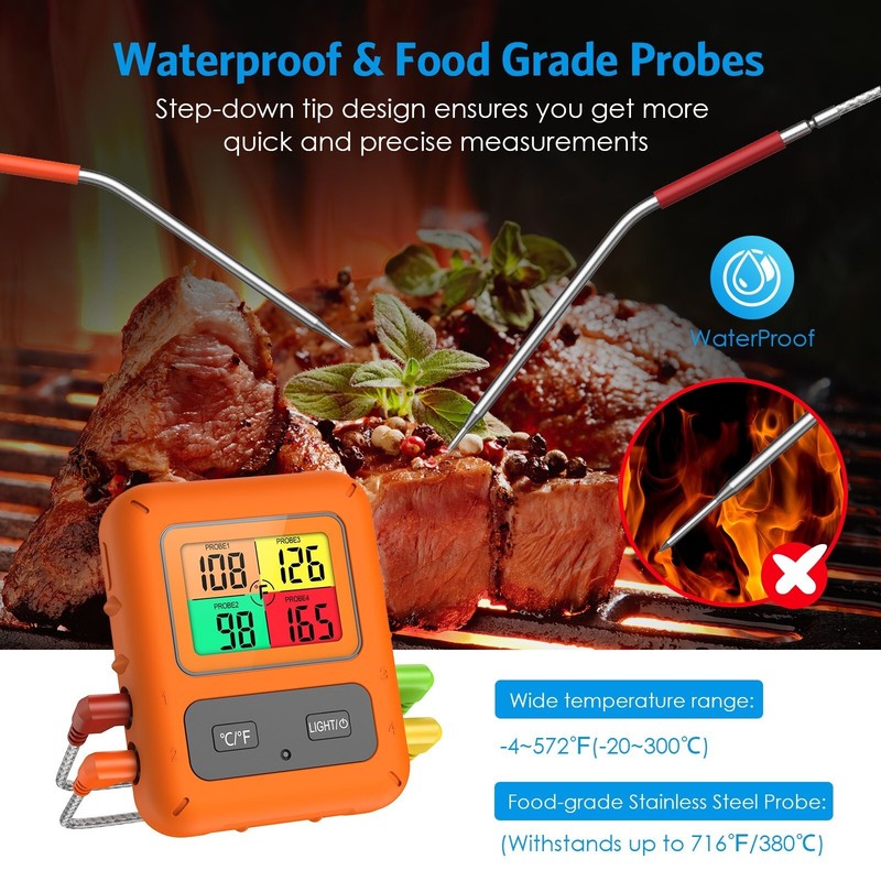 Smart Wireless Meat Thermometer w/ 4 Probes for BBQ Grilling Baking Barbecue gallery