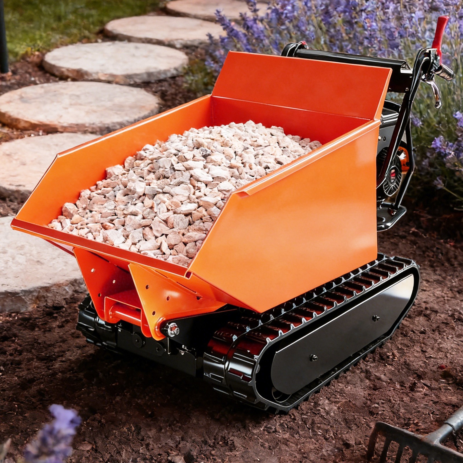 10HP All-Terrain Track Barrow with Hydraulic Assist 306cc 3F+1R Gearbox 1100lbs gallery