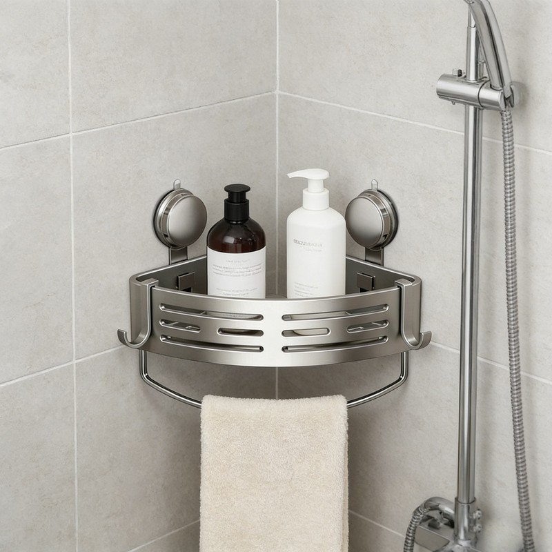 Triangle Suction Cup Corner Shelves, Bathroom Storage Rack Corner Shower Shelf gallery