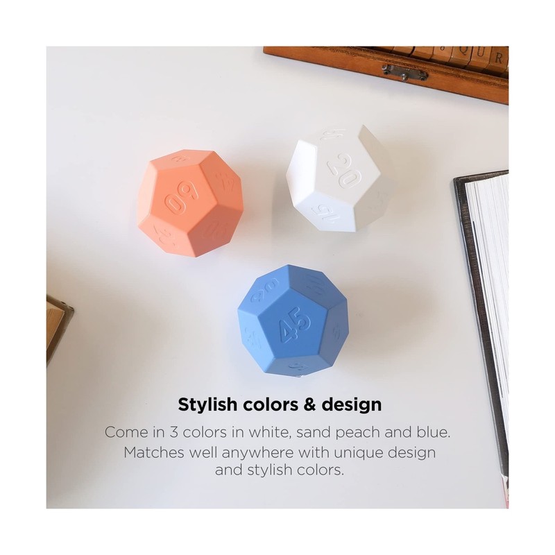 mooas Dodecagon Time Ball Rechargeable Mini Timer (White), 11 preset time, De... gallery