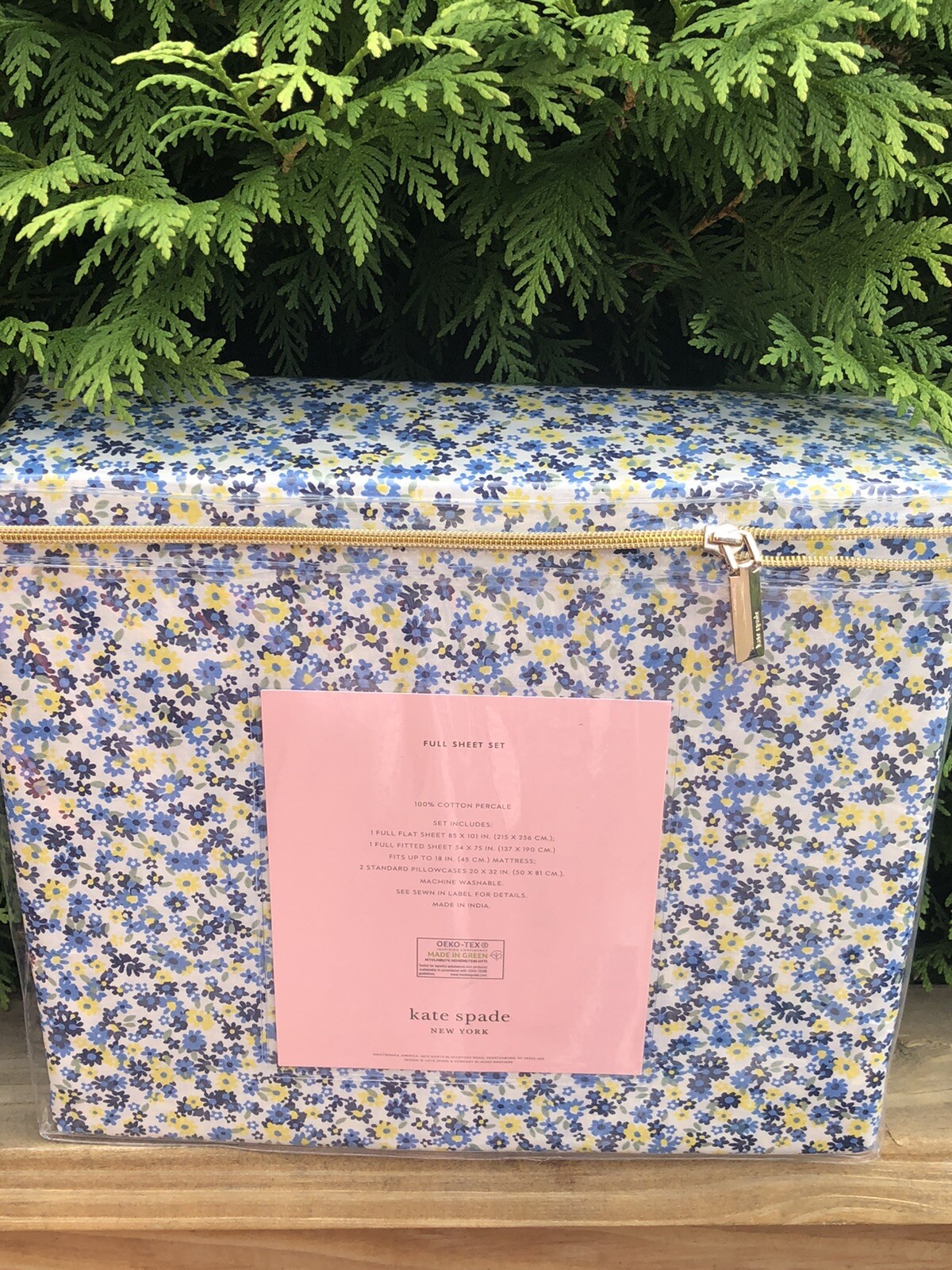 NEW 4pc Kate Spade Full Sheet Set Cottage Chic Petite Flowers Navy,Blue, Yellow gallery