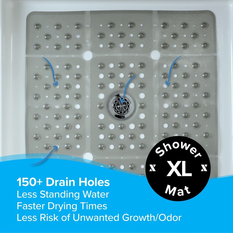 65% MORE COVERAGE! SlipX Solutions Gray Extra Large Shower Mat (27") gallery