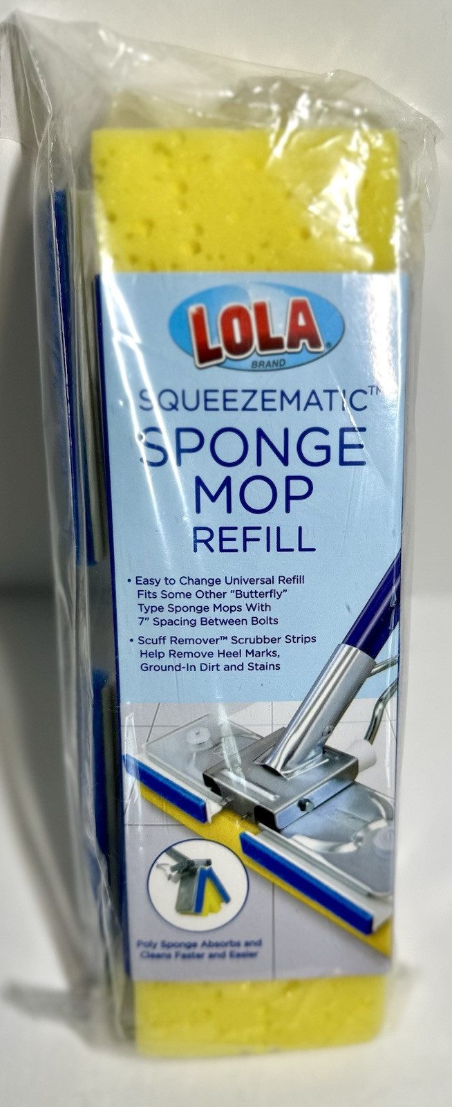LOLA SqueezeMatic Butterfly Sponge Mop Refill, 9" Super Absorbent Head - 1 Count gallery