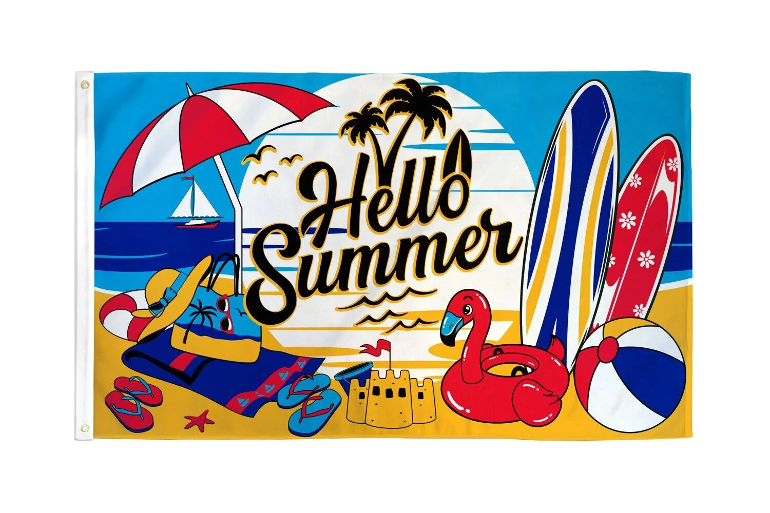 Hello Summer 3x5ft Poly Welcome Summer Seasonal Outdoor Home Decor Flag gallery