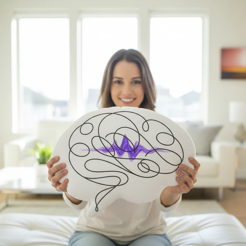 Brain Line Pillow Minimalist Abstract Neuro Design Modern Accent Decor gallery