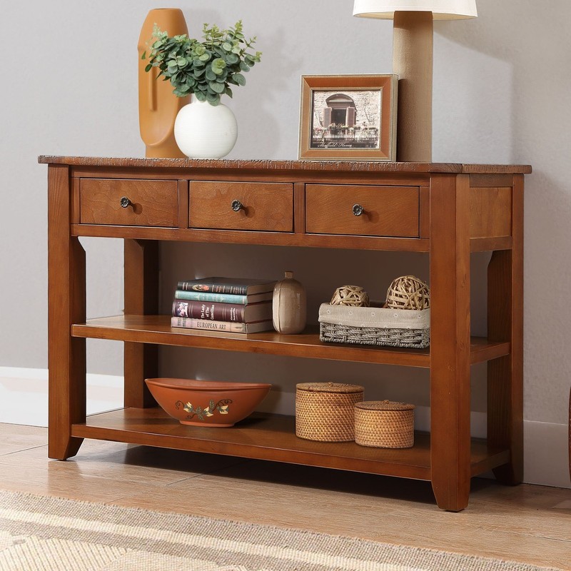 48'' Solid Pine Wood Top Console Table,Modern Entryway Sofa Side Table w/Drawer gallery