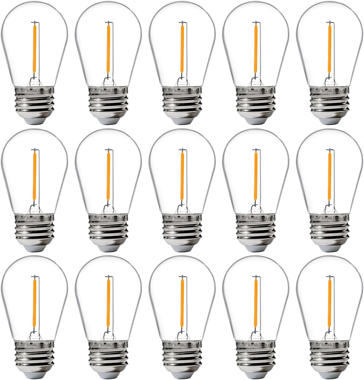 Jaspertronics™ 15-Pack Outdoor S14 LED Bulbs, 2200K Warm White, E26 Base, gallery